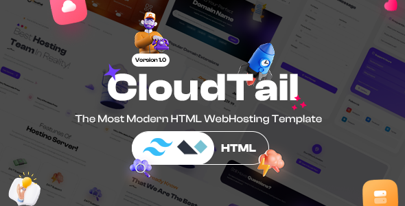 CloudTail | Tailwind Modern Complete Web Hosting Template preview